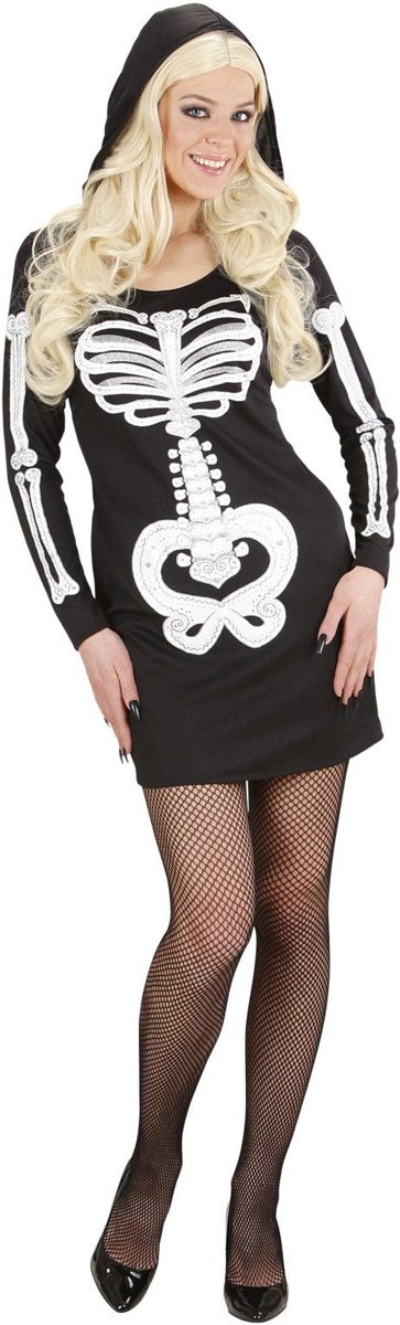 Spook & Skelet Kostuum | Glamour Skelet Meisje | Vrouw | Large | Halloween | Verkleedkleding